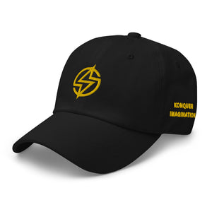 Black dad hat with yellow embroidery